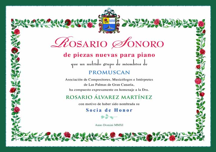 Diploma entregado a Rosario Álvarez