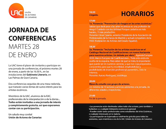 Jornada de conferencias de la Unión de Actores de Canarias