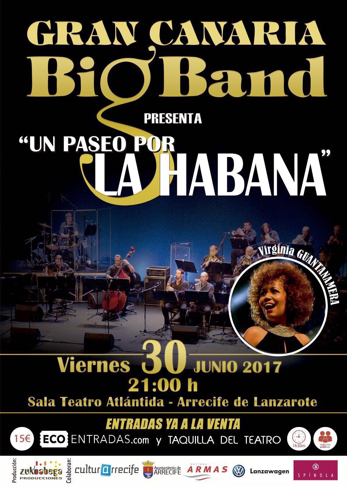 La Gran Canaria Big Band actuará con Virginia Guantanamera en el Teatro Cine Atlántida
